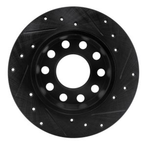 Volkswagen EuroVan Brake Rotor (1) - Front Left - R1 Concepts - Drilled & Slotted - Black - `01-`03